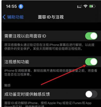 文峰苹果14维修网点分享iPhone14注视感知功能有什么用 